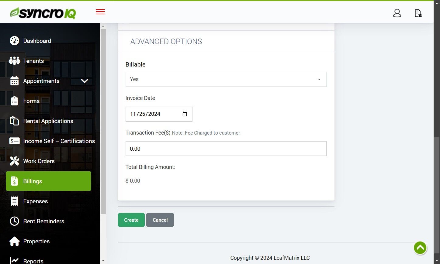 Create Billing