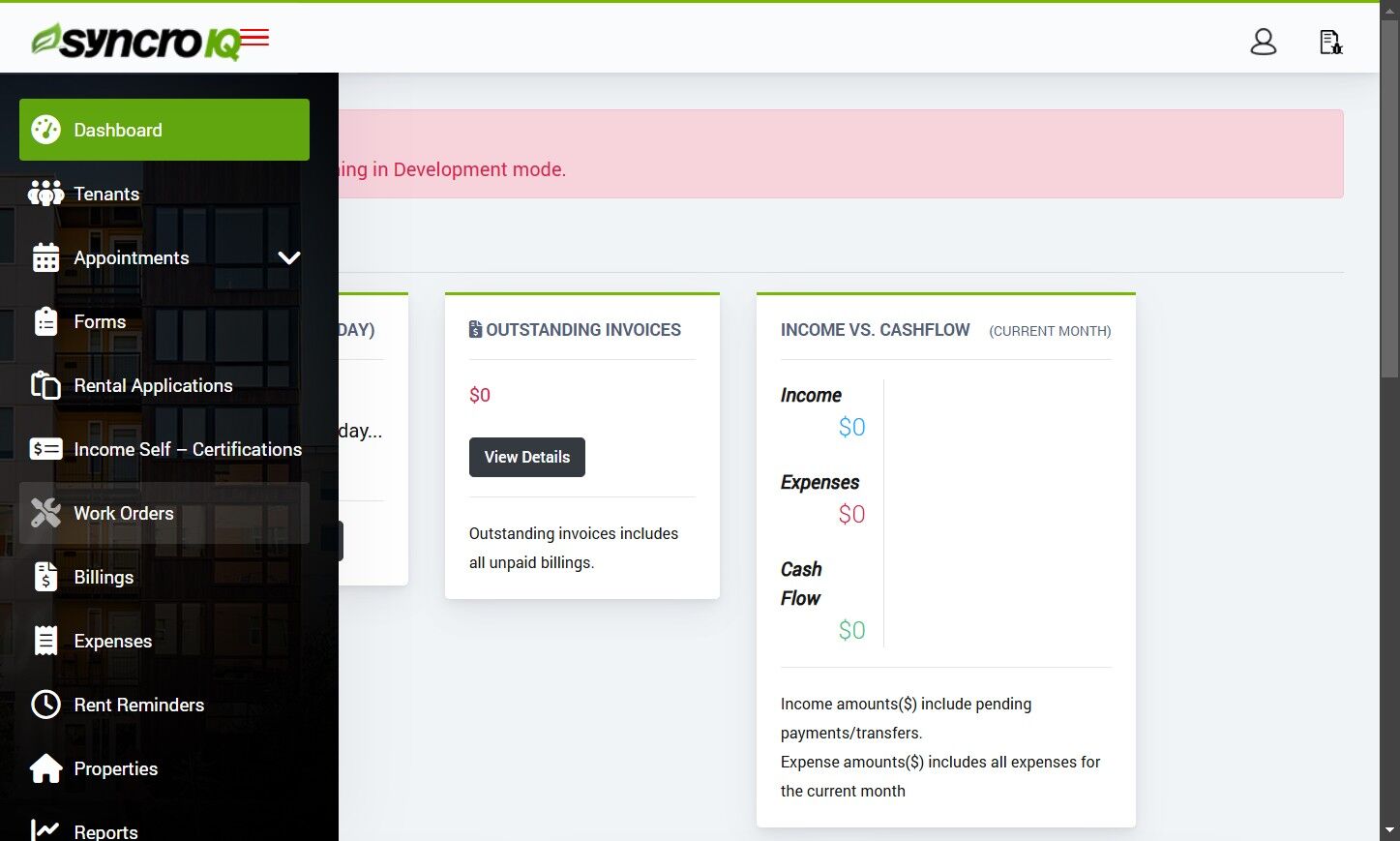 Open the Work Orders section from the sidebar