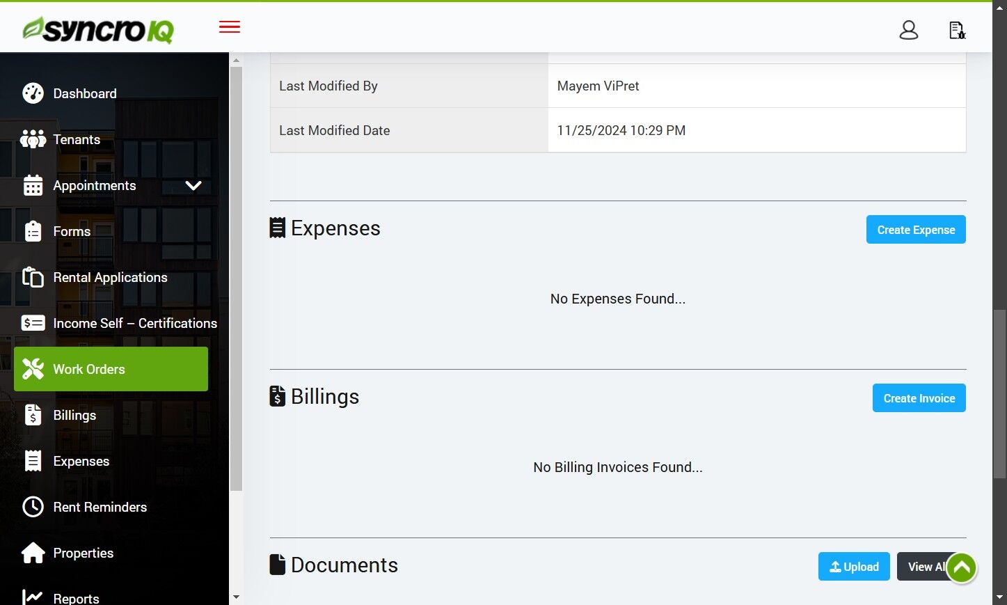 Check Expenses tab in the Work Order