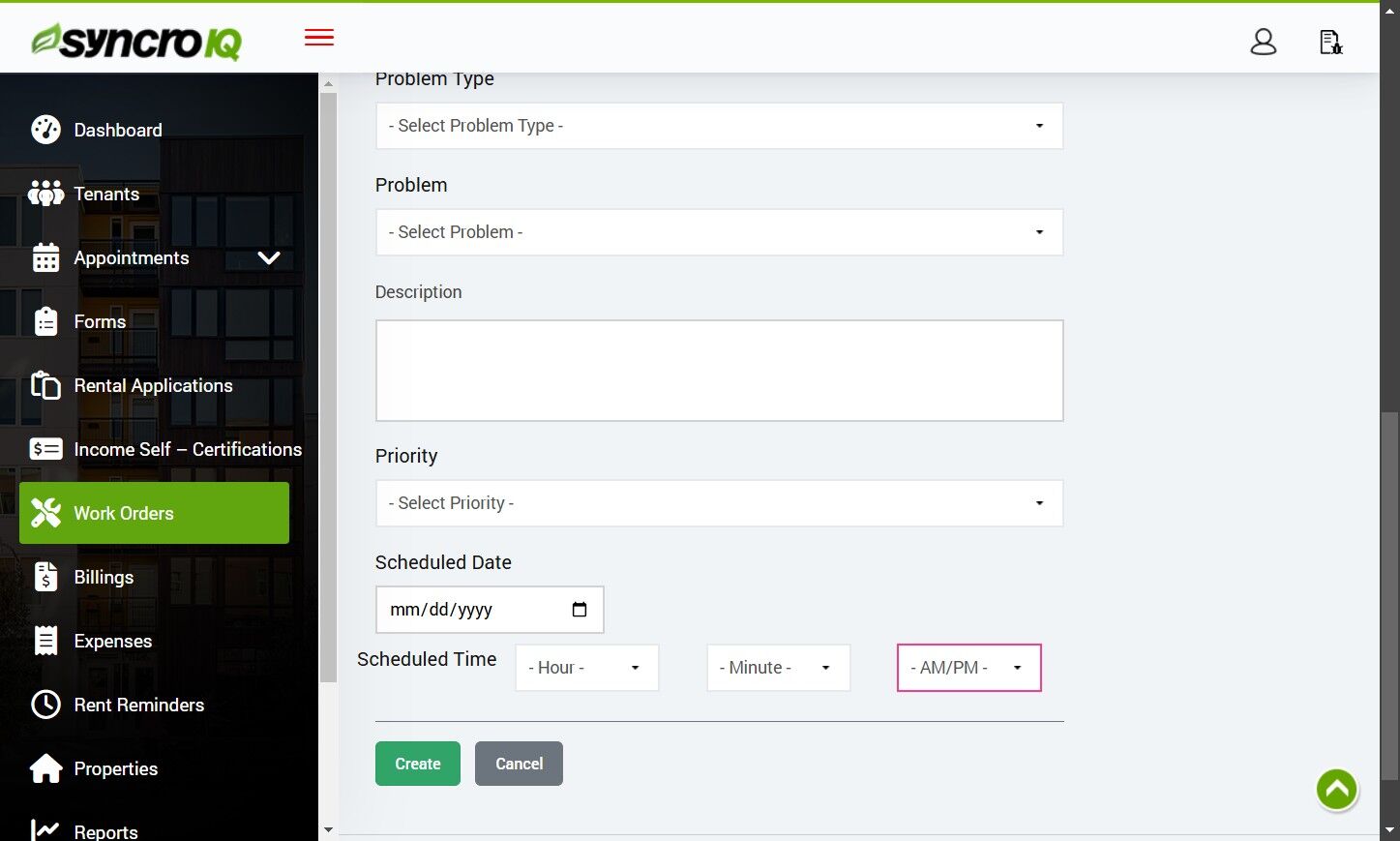 Submit to create the Work Order