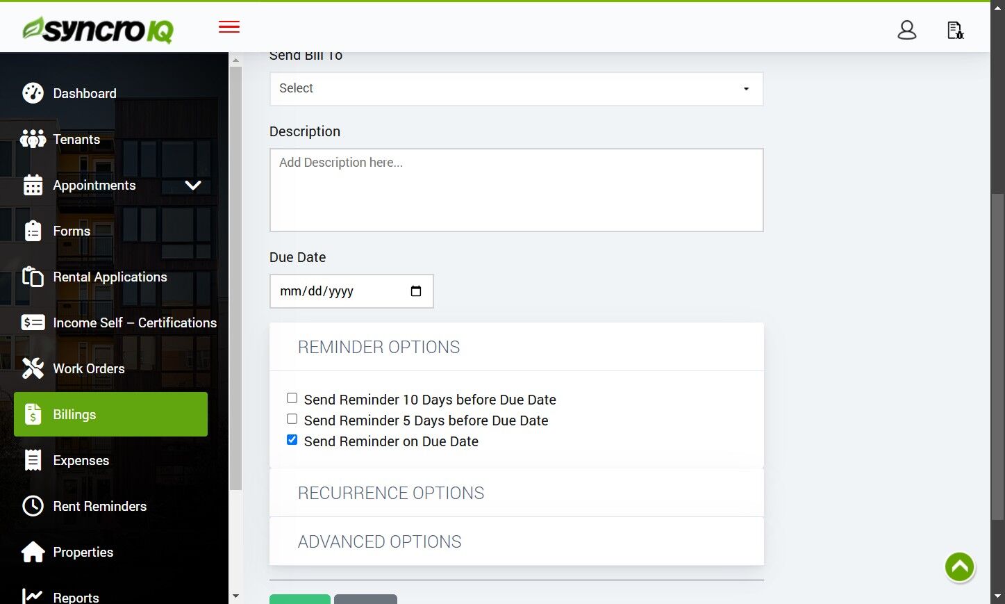Recurrence Options