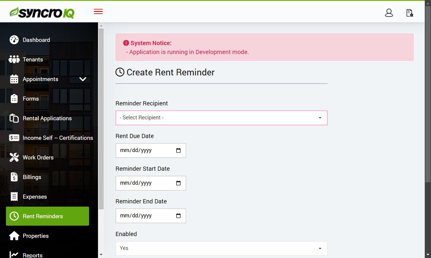 Select reminder recipient