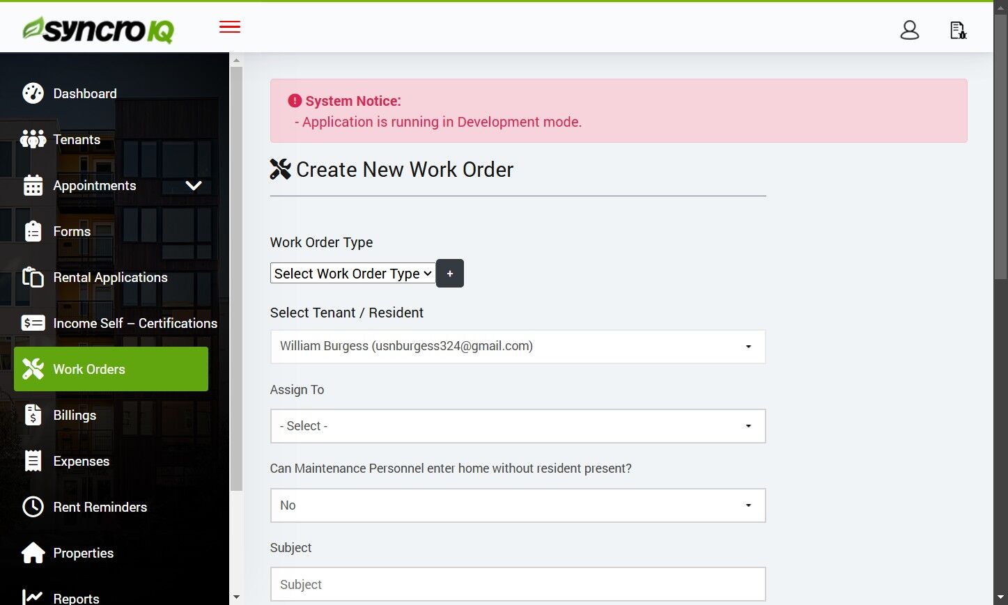 Assign the Work Order to personnel or vendor