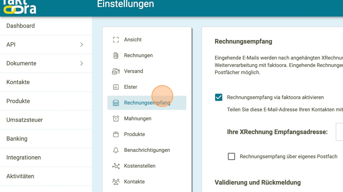 Empfang von eRechnungen über eigenen Mailserver 2 - faktoora - faktoora -