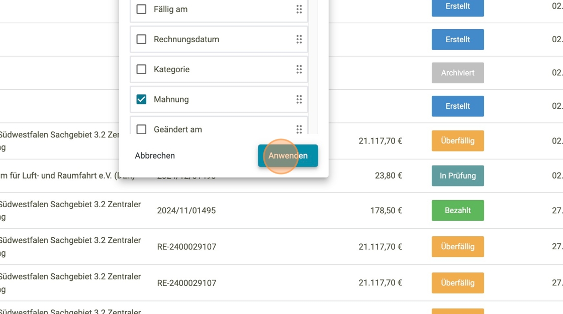 Spalte für Erinnerungsstatus 4 - faktoora - faktoora -