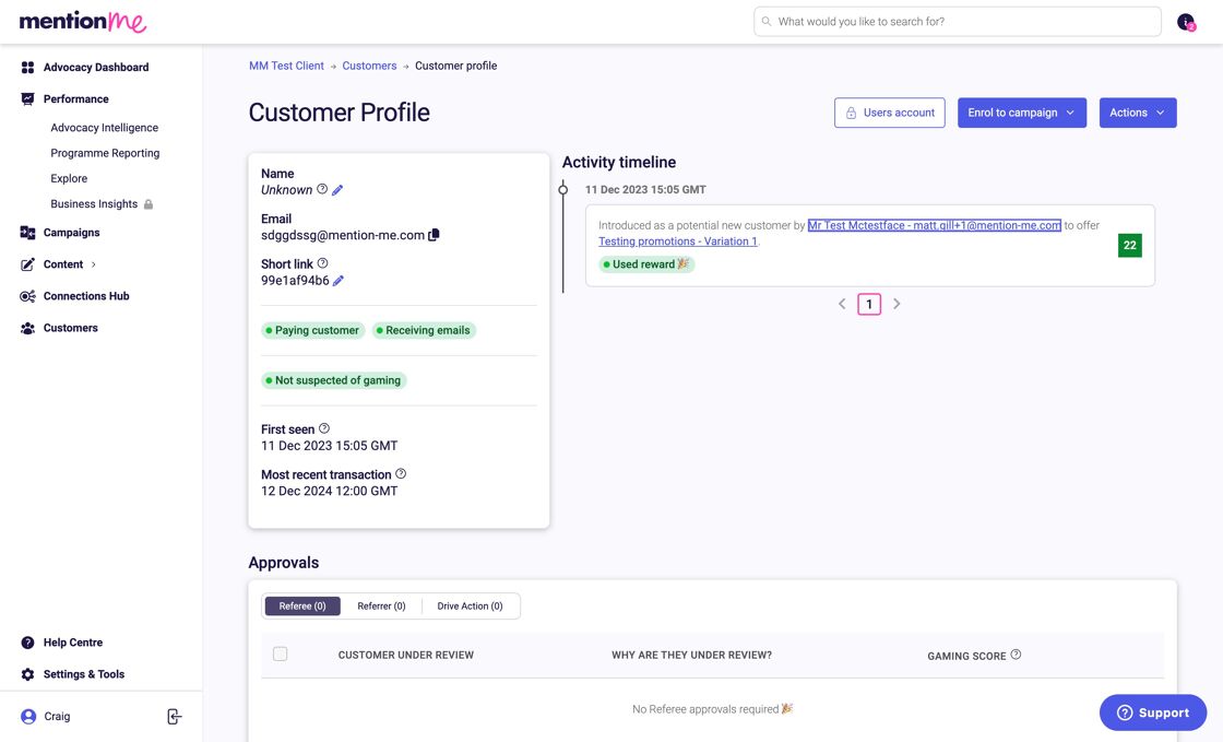 Account refresh to see updated status