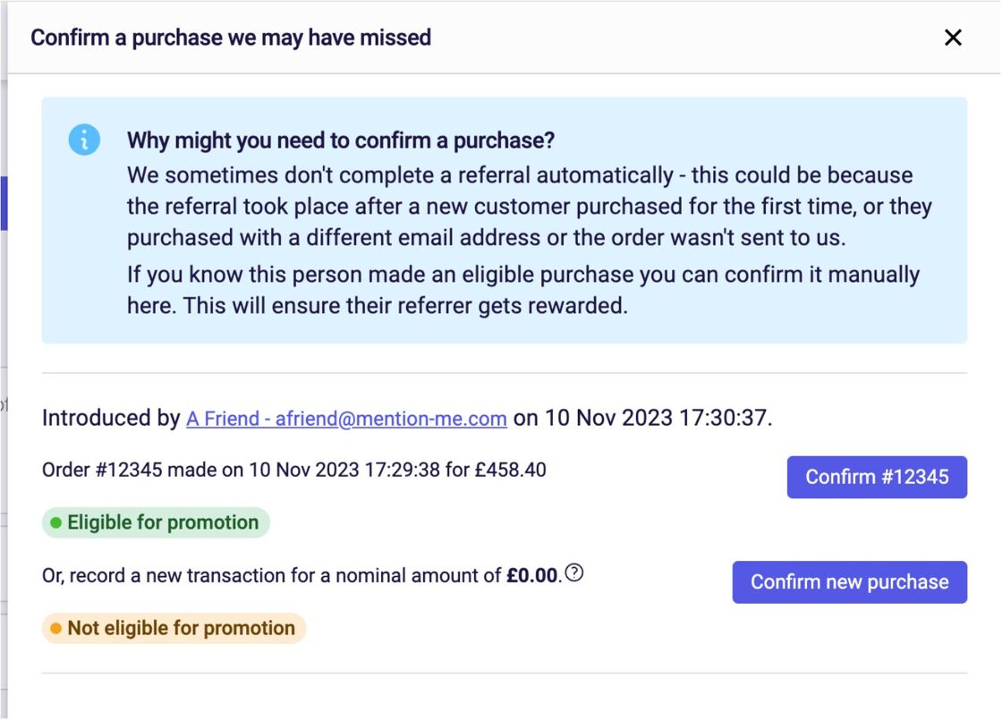 Promotion selection confirmation option