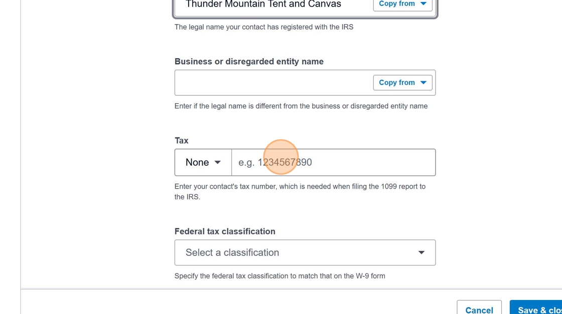 Navigate to Tax section