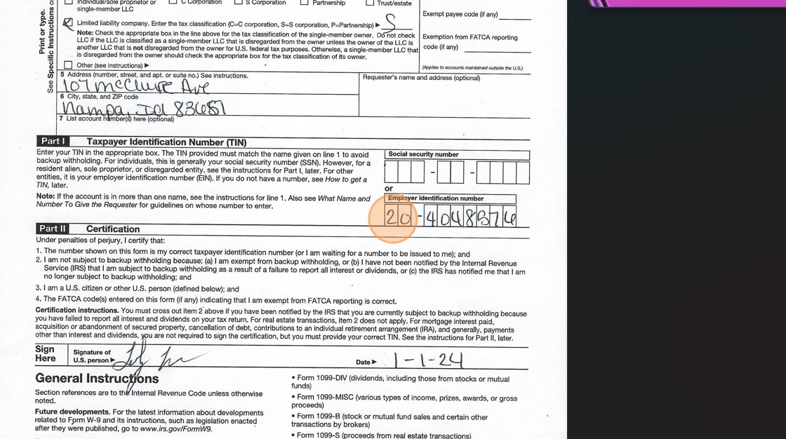 Enter supplier's Tax ID