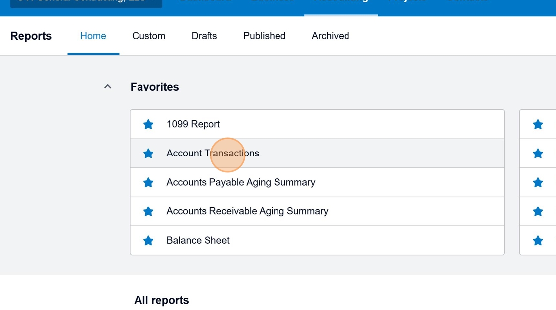 Click on Account Transactions