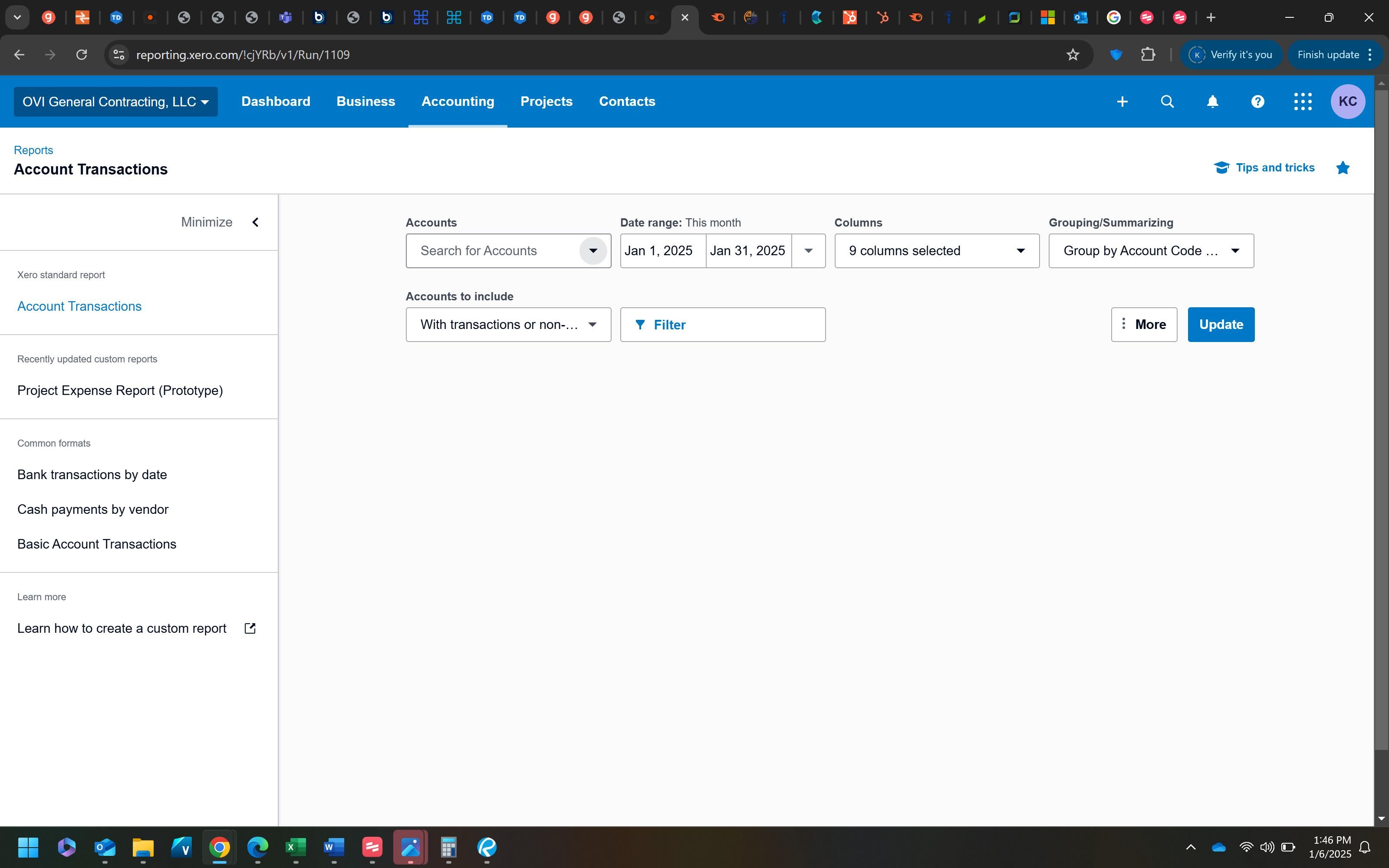 Click on account selection dropdown
