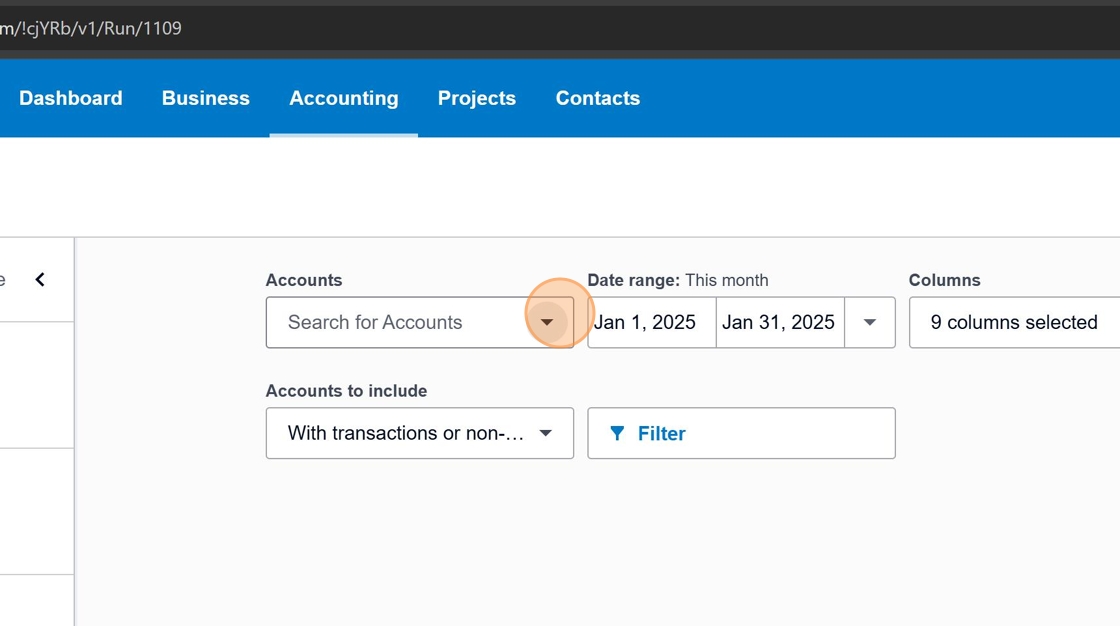 Click on account selection dropdown