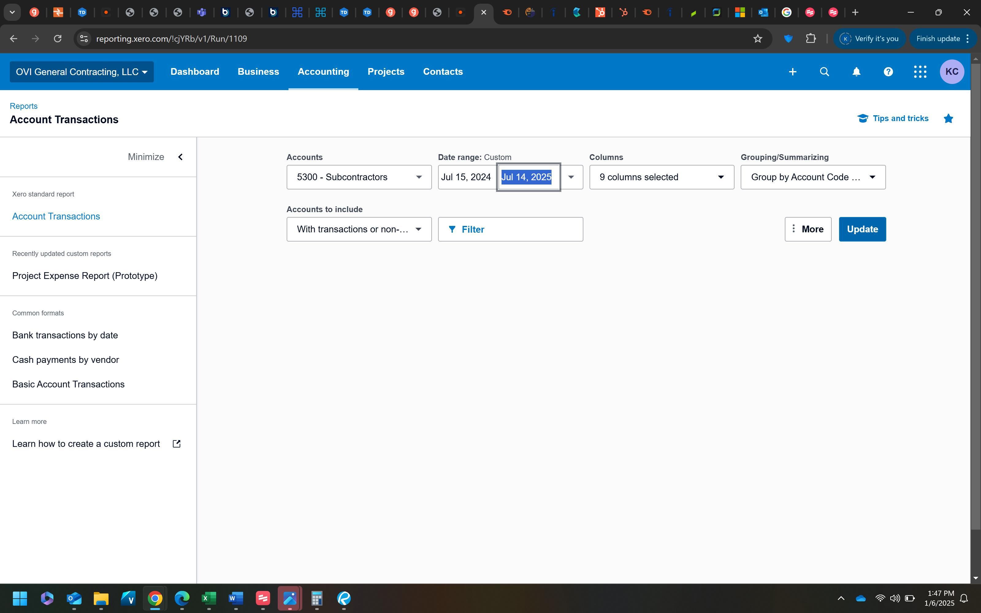 Click Update to apply date range