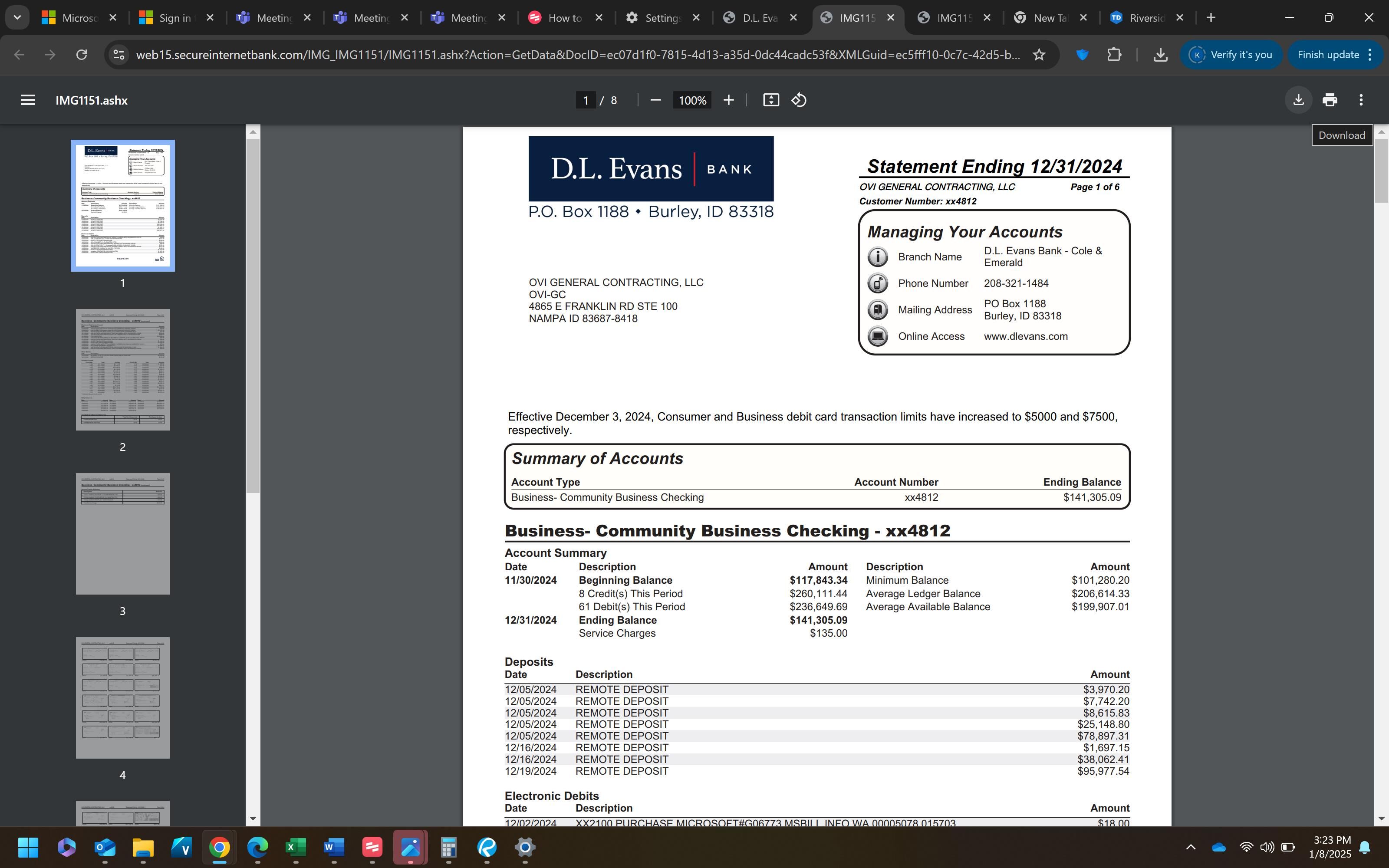 Screenshot showing download button for statement