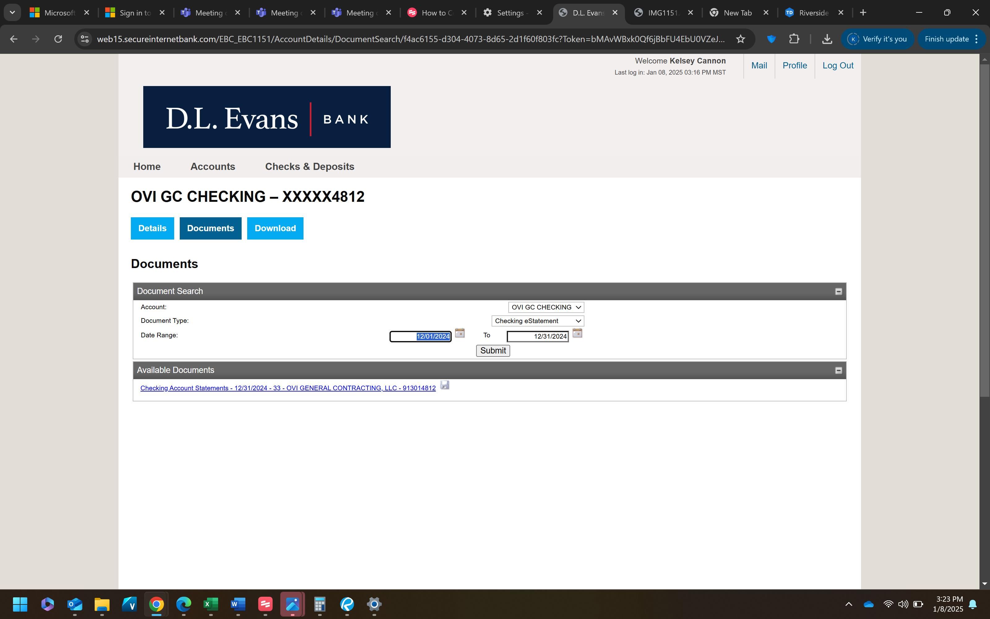 Screenshot showing report link selection