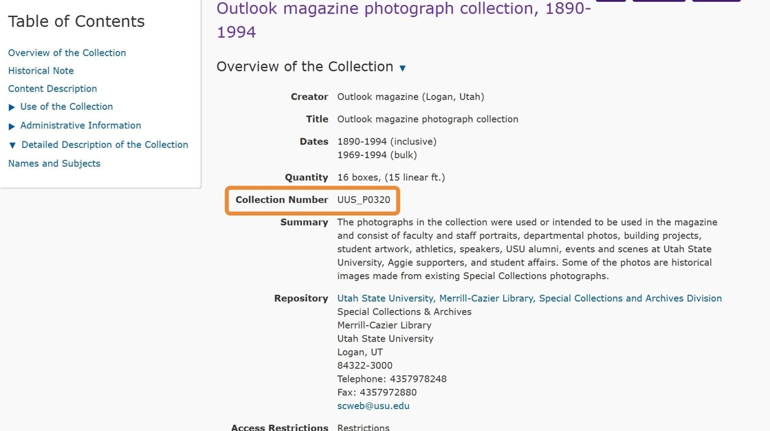 highlighting collection number