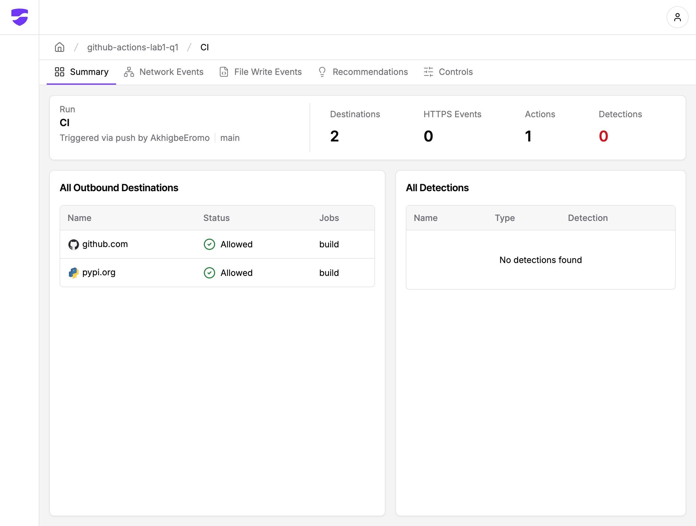StepSecurity Insights Summary Page
