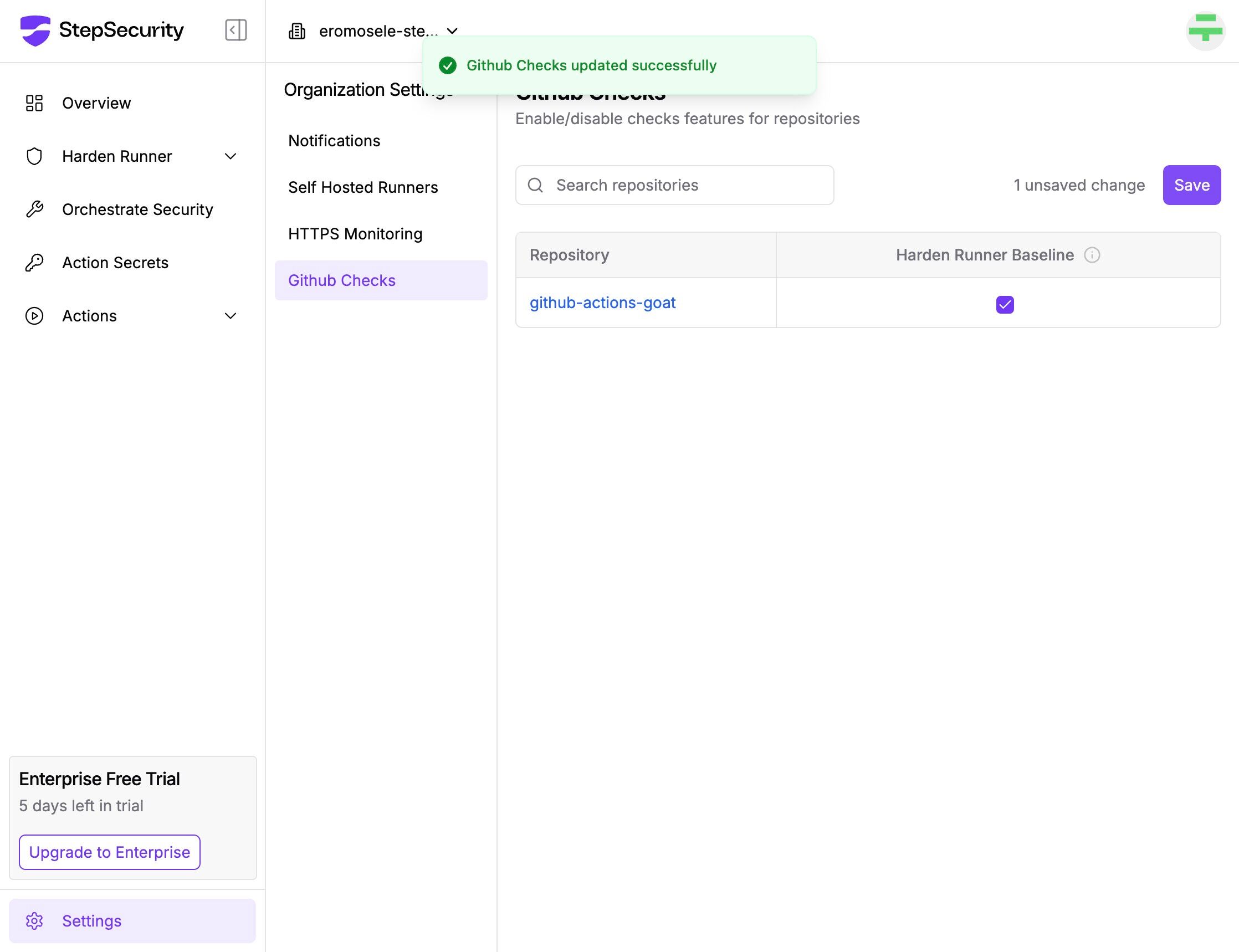 GitHub Checks Settings