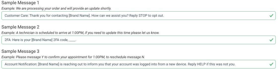 sample messages