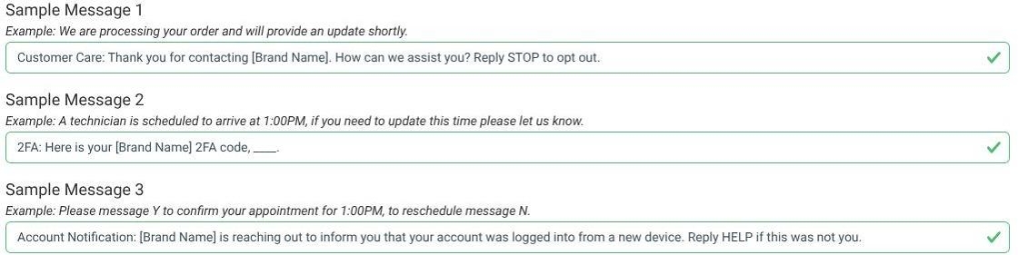 sample messages