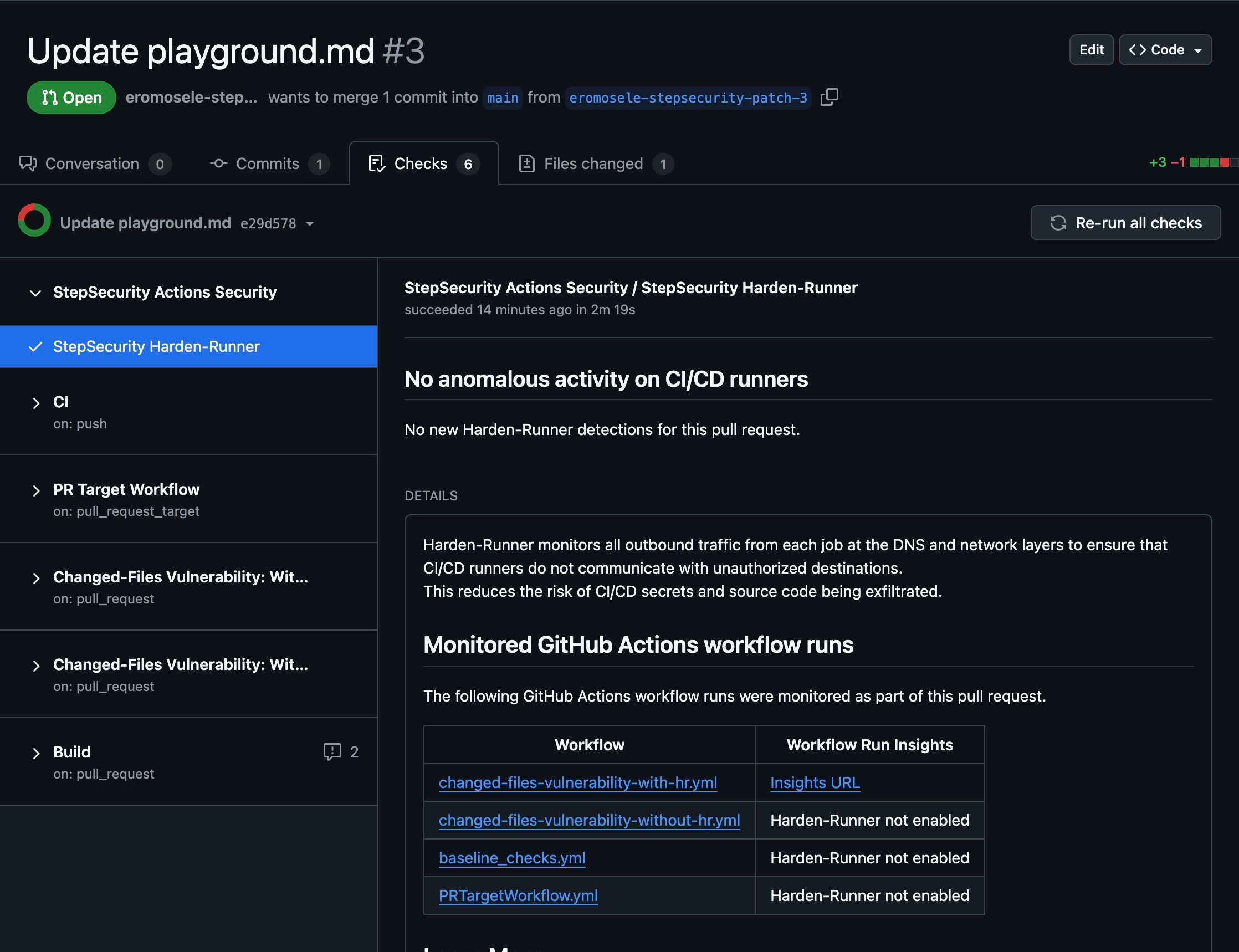 StepSecurity Harden-Runner Check