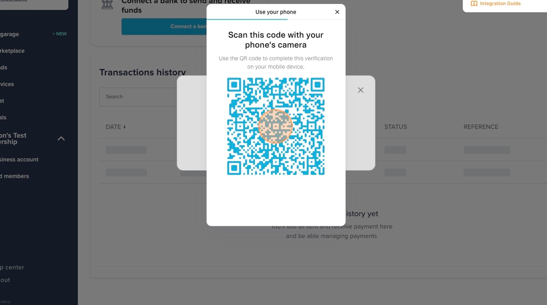 QR code verification window prompting the user to scan with their phone’s camera to complete ID verification