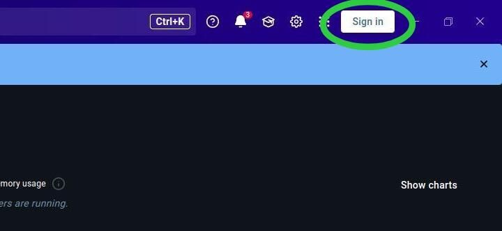 Docker sign-in screen