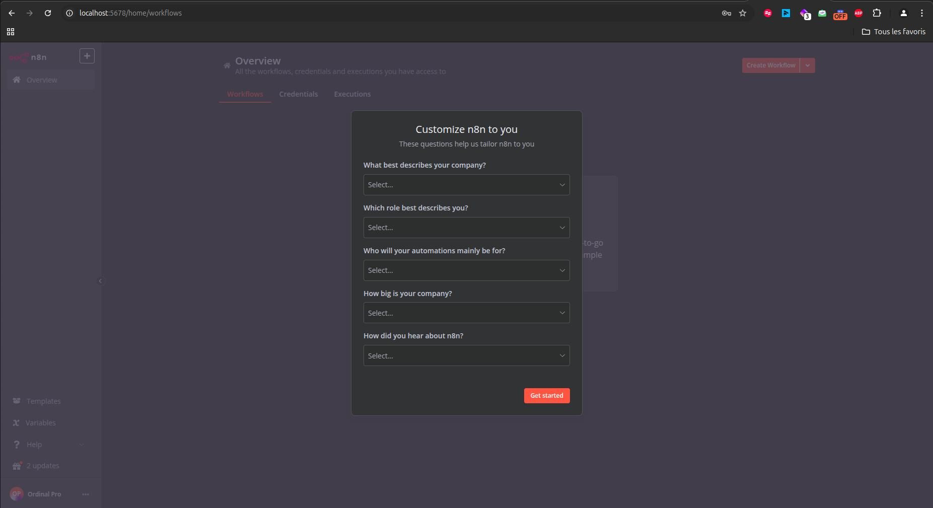 The n8n workflow dashboard