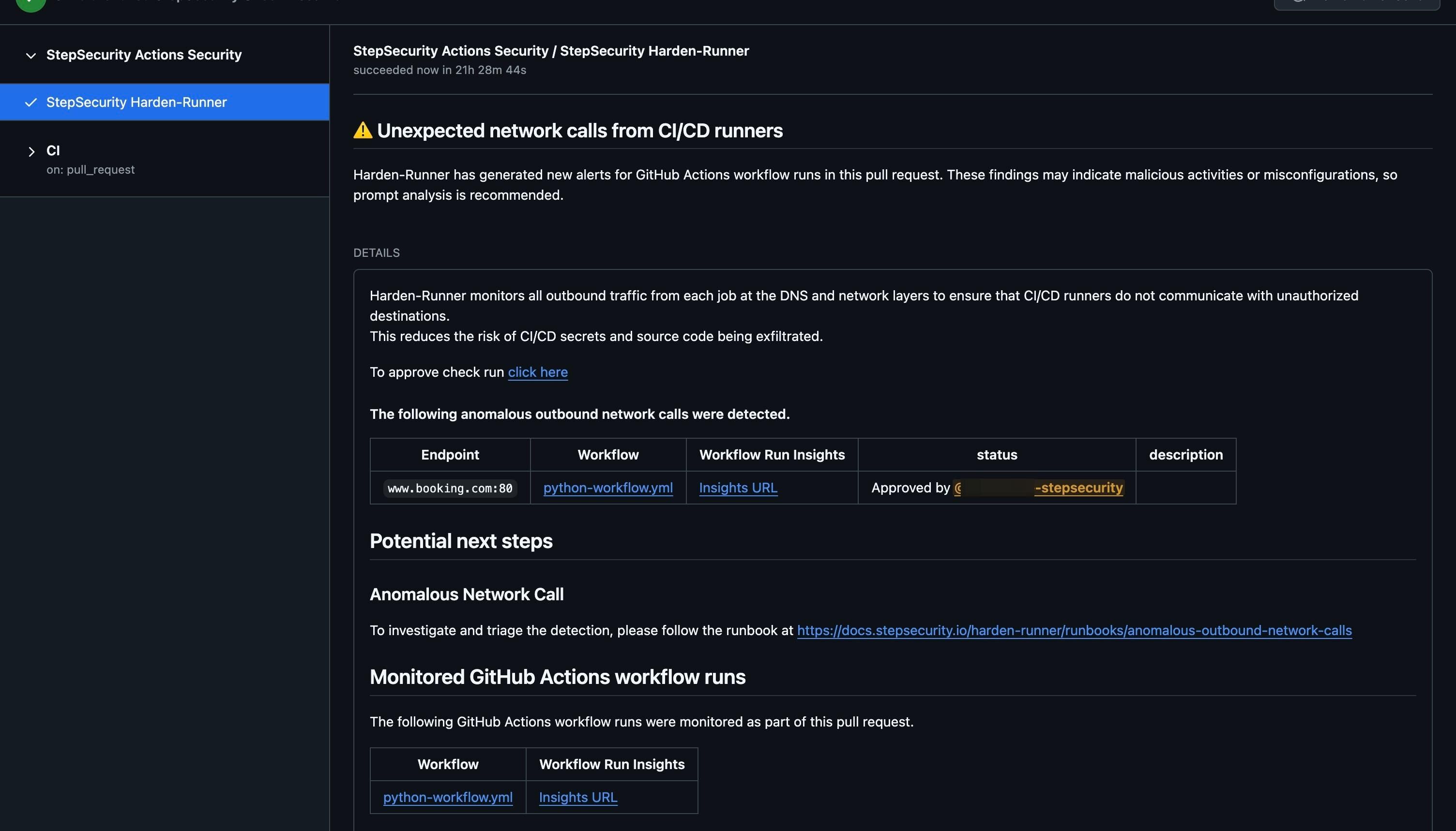 StepSecurity Harden-Runner check
