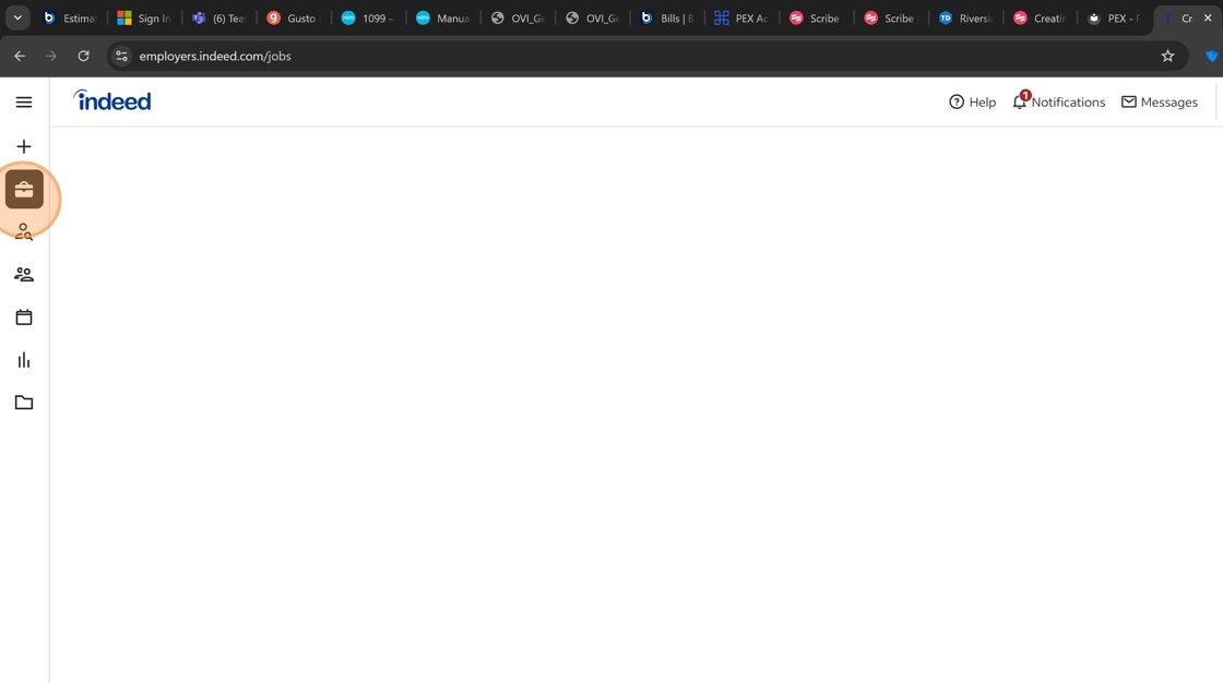 Screenshot showing Indeed employer dashboard with Jobs > All Jobs navigation highlighted