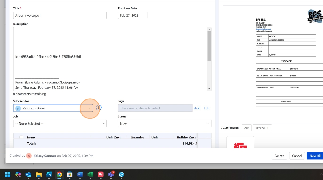 Screenshot showing vendor selection dropdown