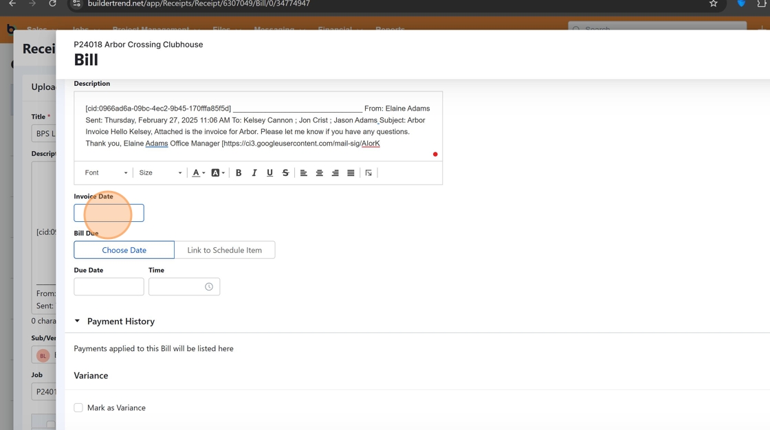 Screenshot showing date fields