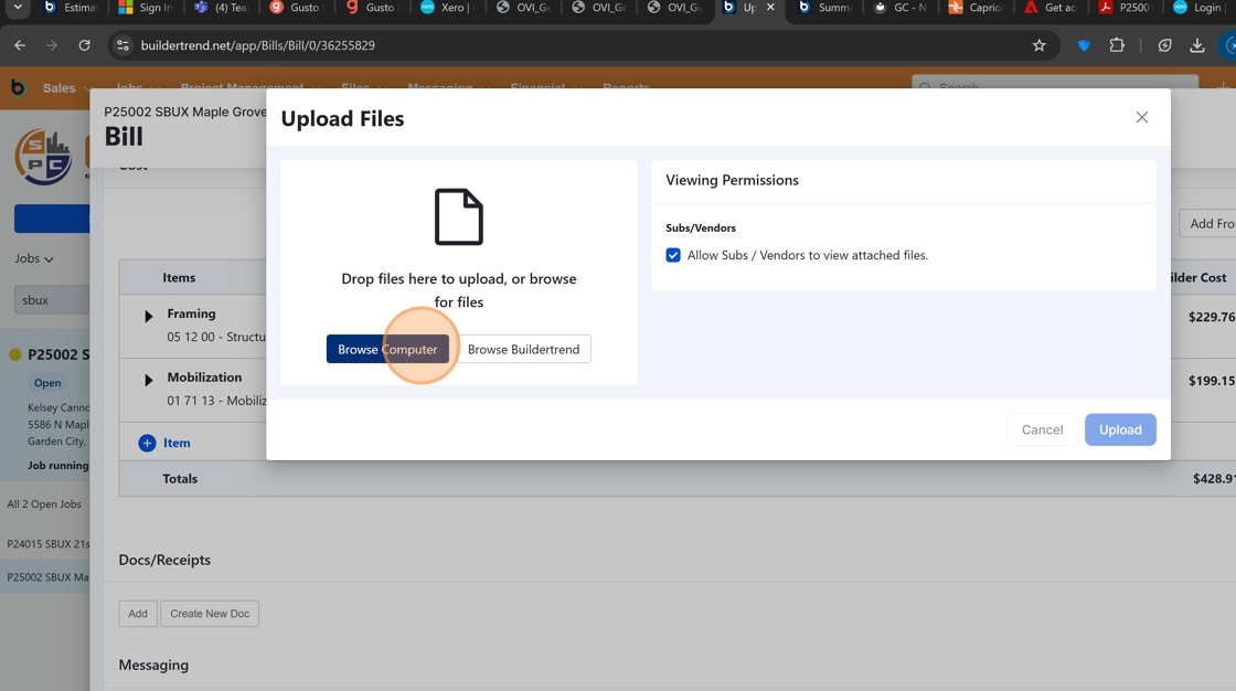 Screenshot showing Browse Computer button