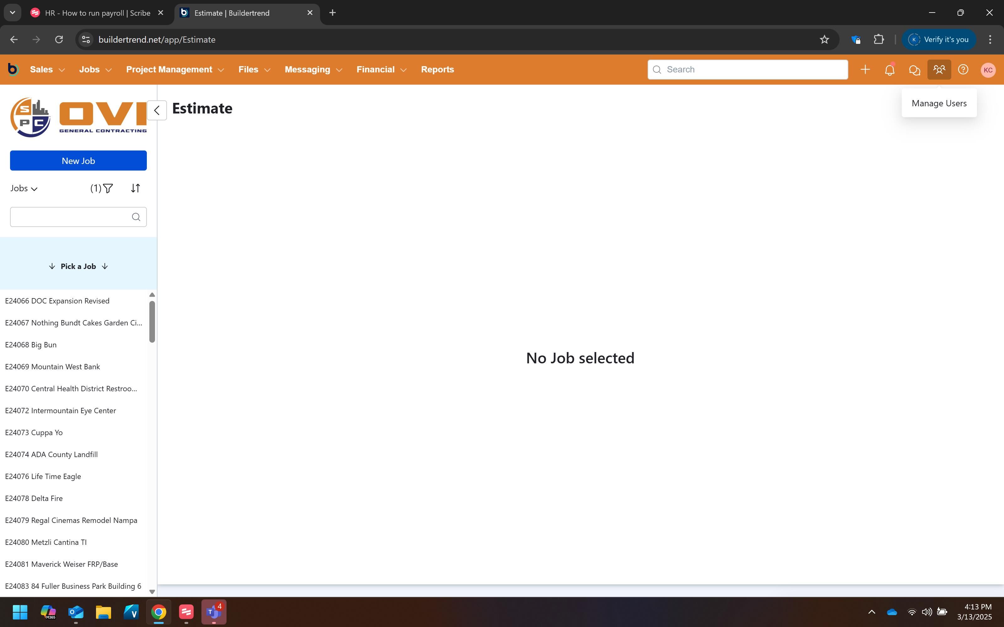Login to Buildertrend and click settings