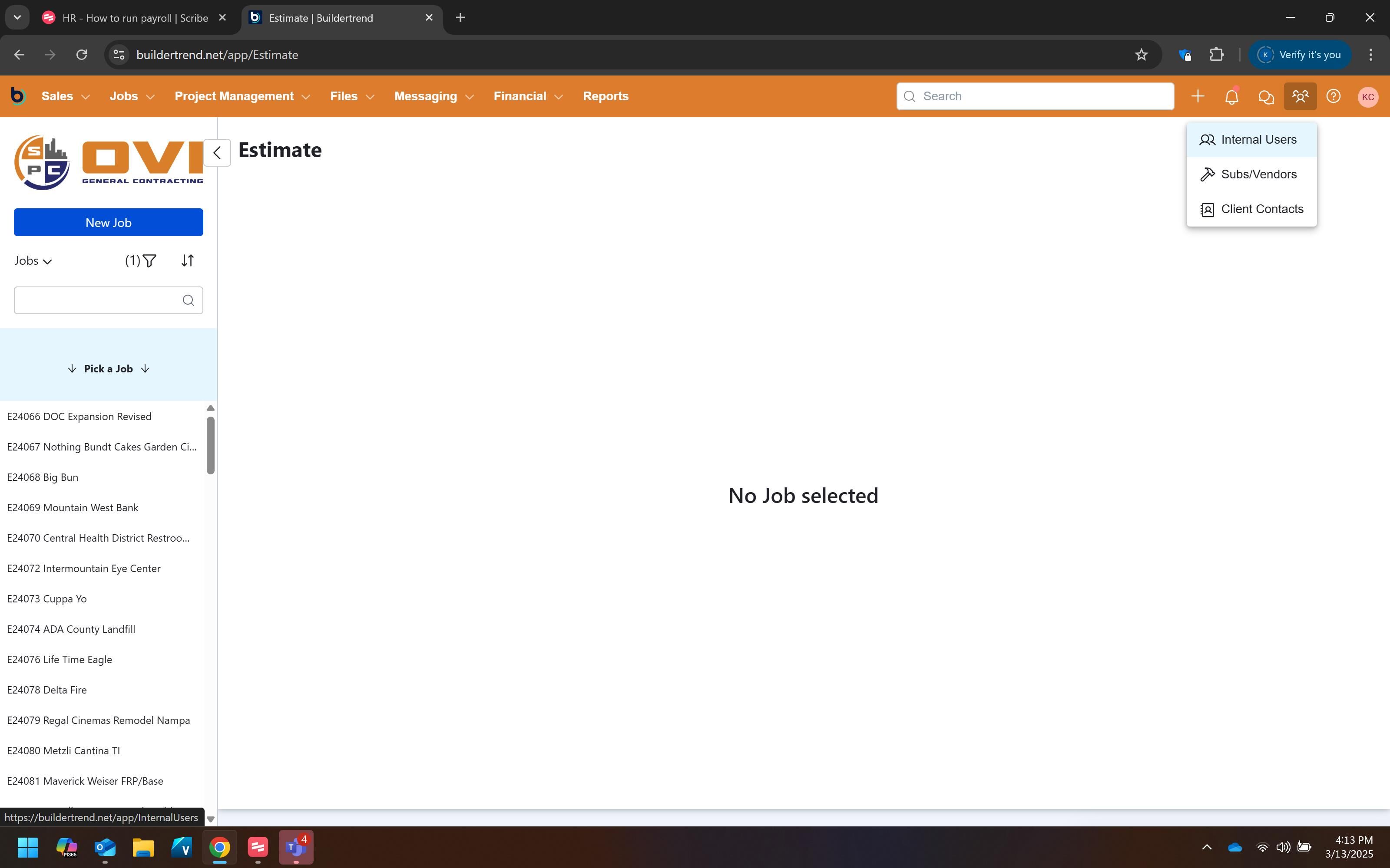 Click "Internal Users"