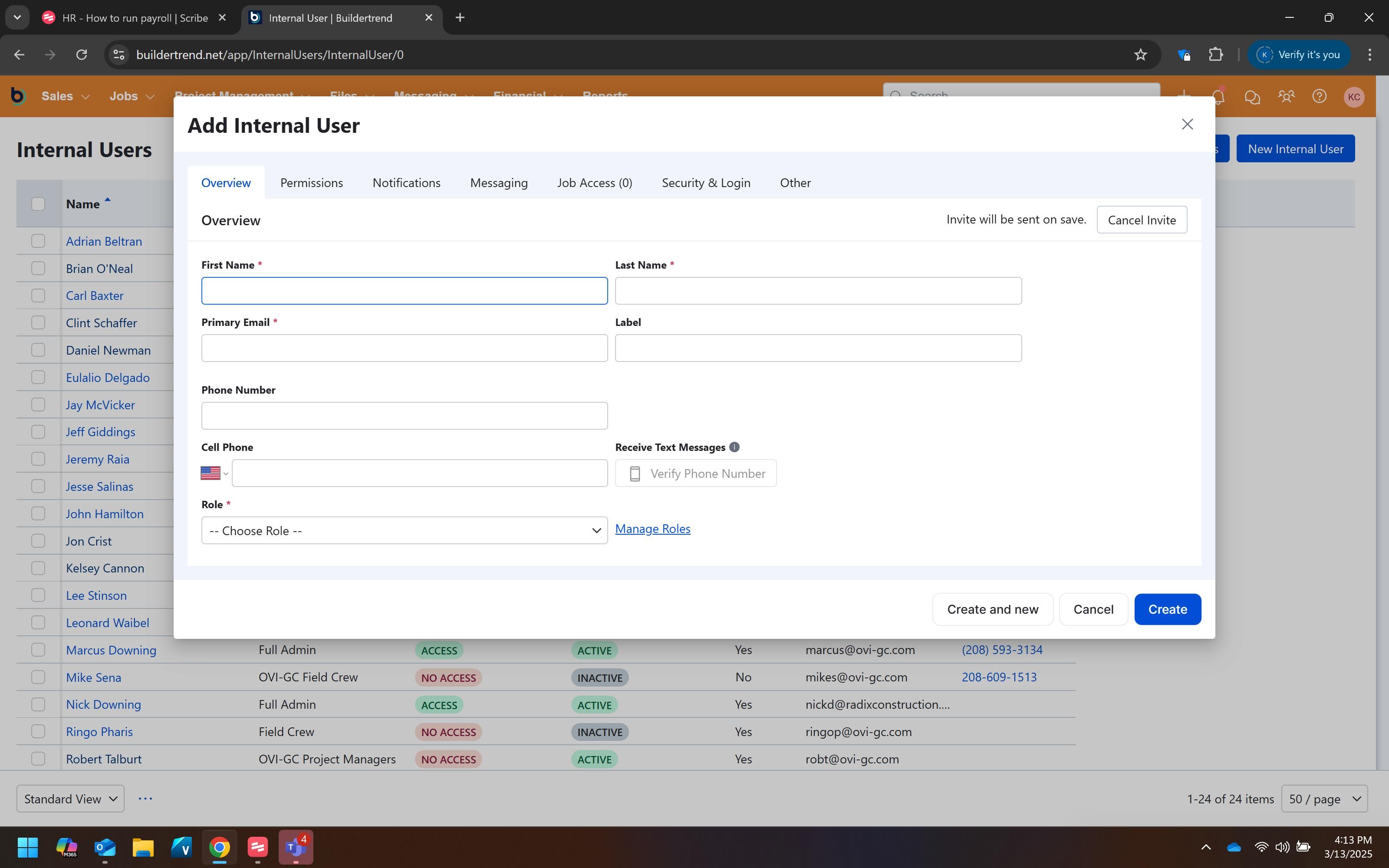 Enter user information