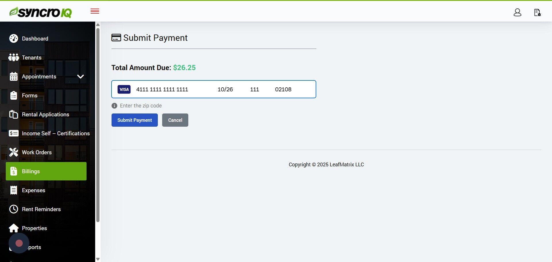 Click Submit Payment to process