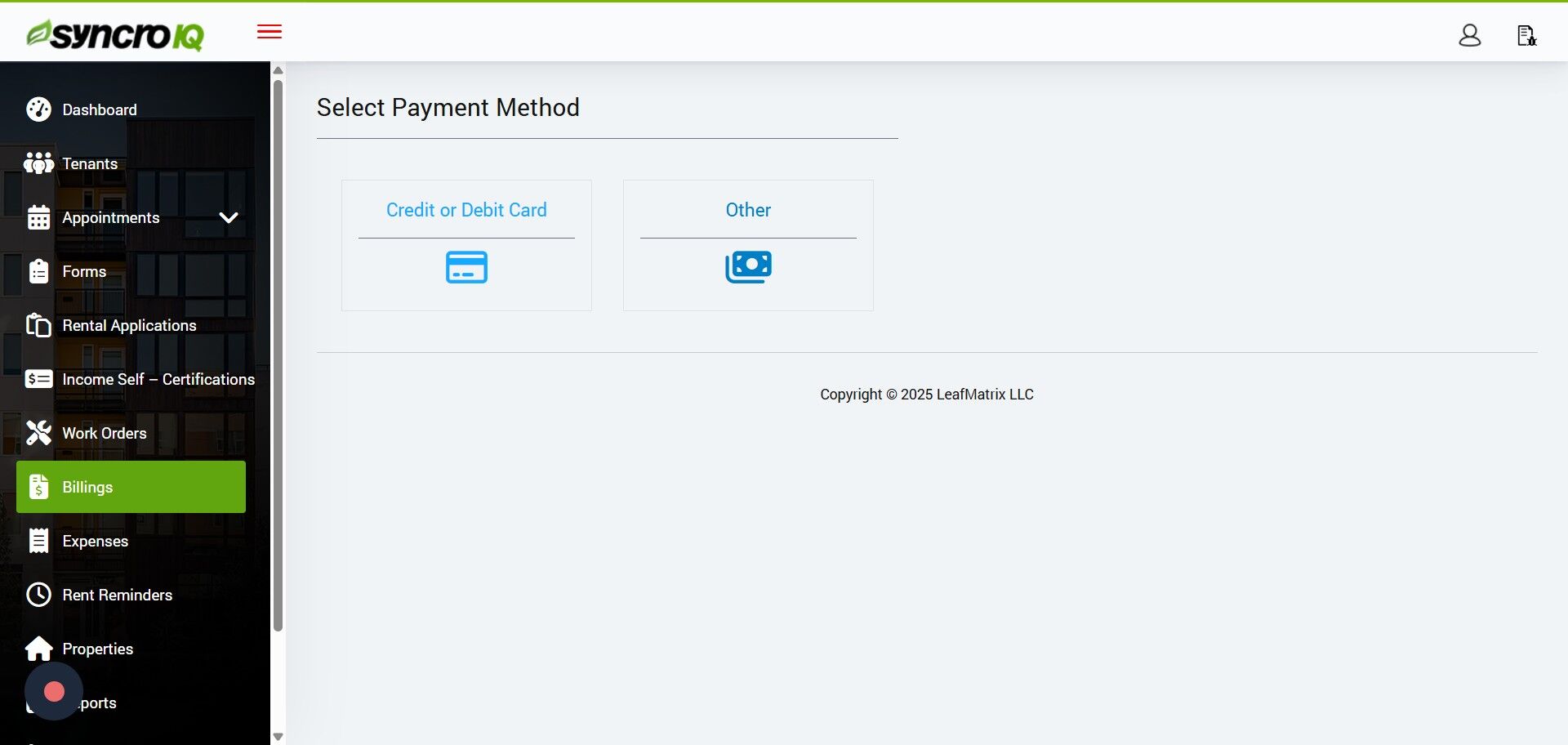 Select Other Payment Method