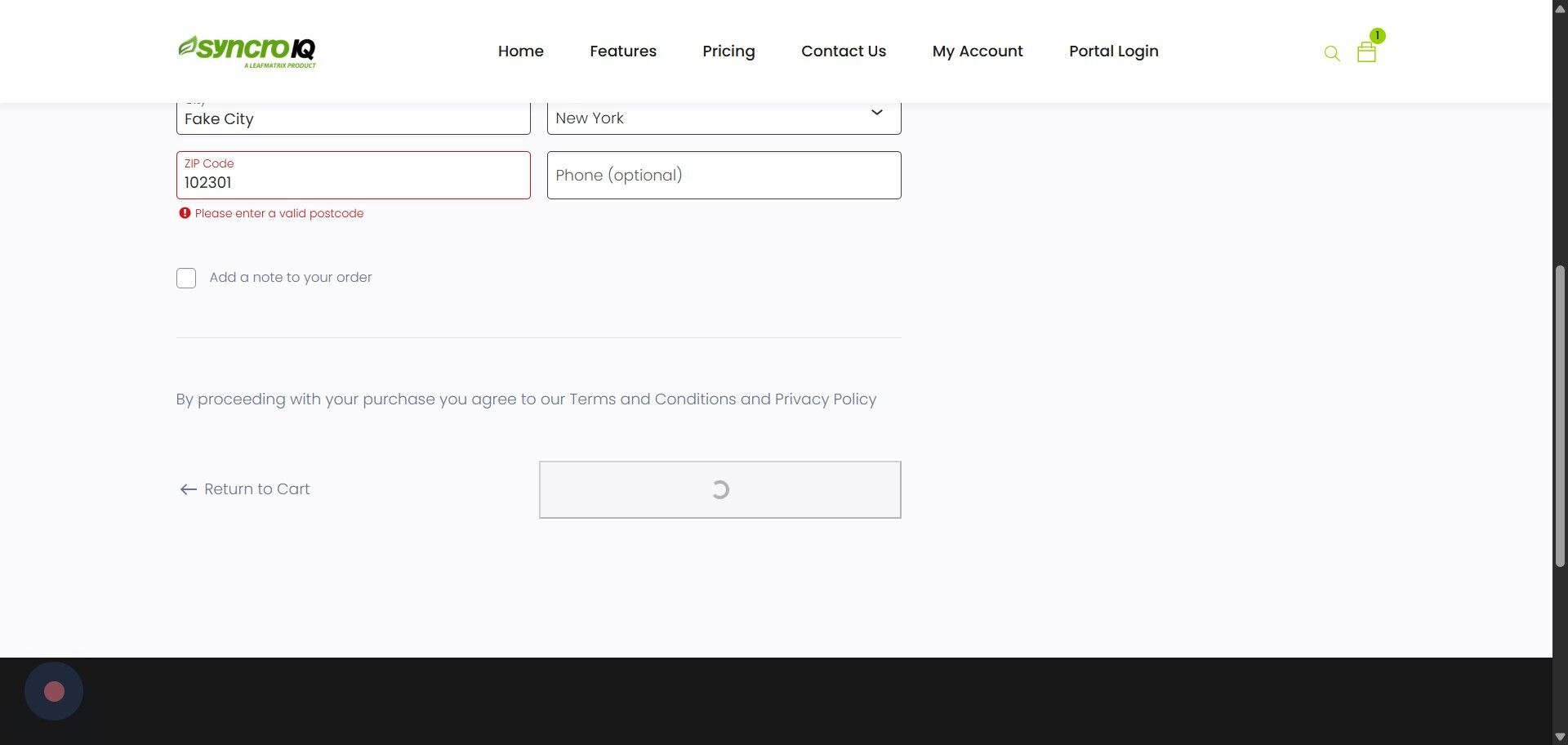 Place order button