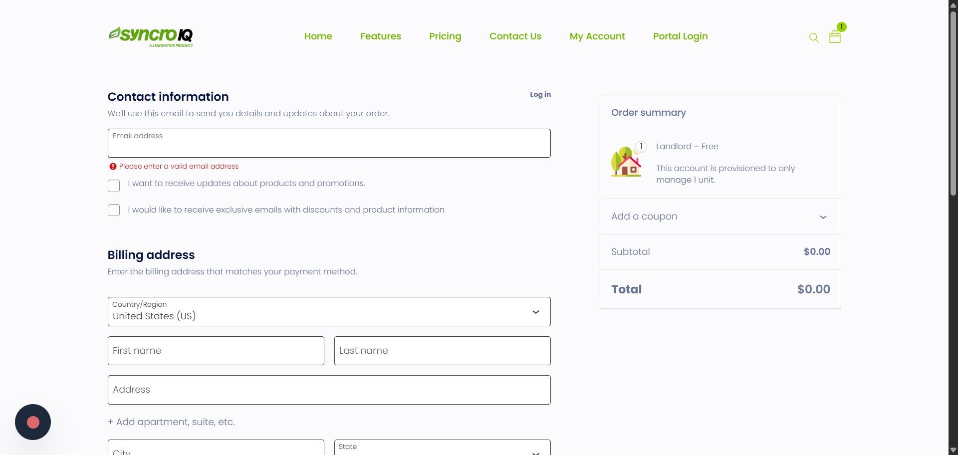 Contact info form