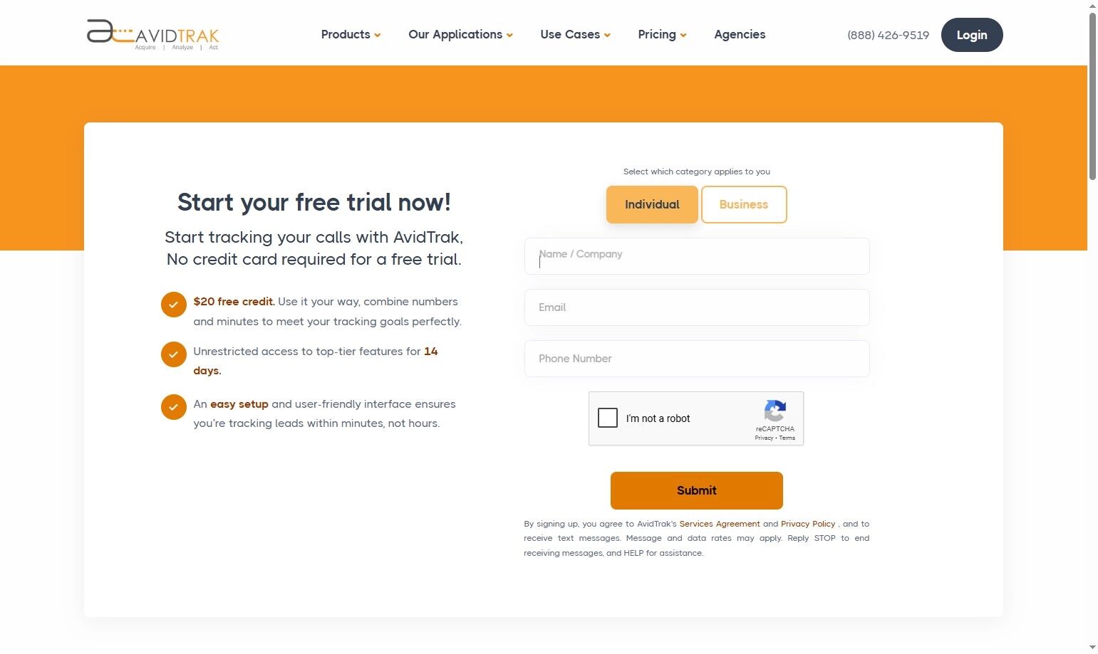 AvidTrak Free Trial Account