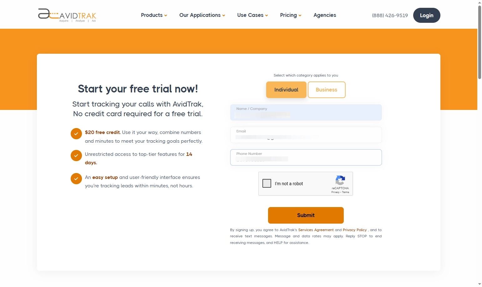 AvidTrak Free Trial Account