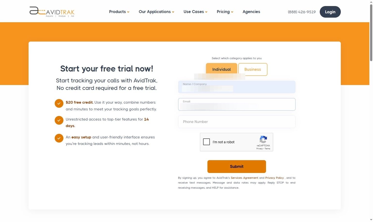 AvidTrak Free Trial Account