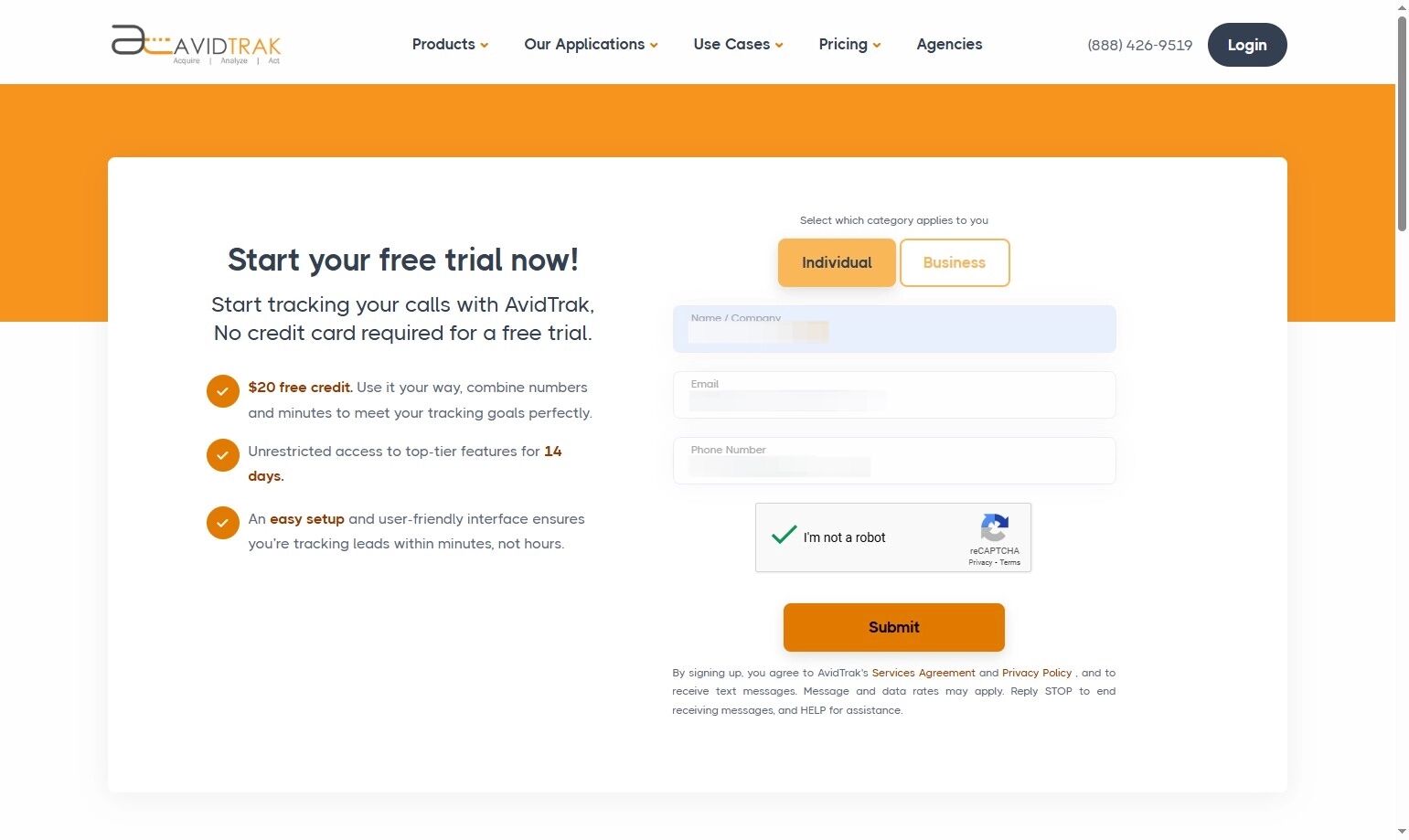 AvidTrak Free Trial Account