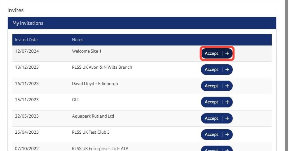How to Accept an Invitation to be Part of a Centre, Branch and Club.