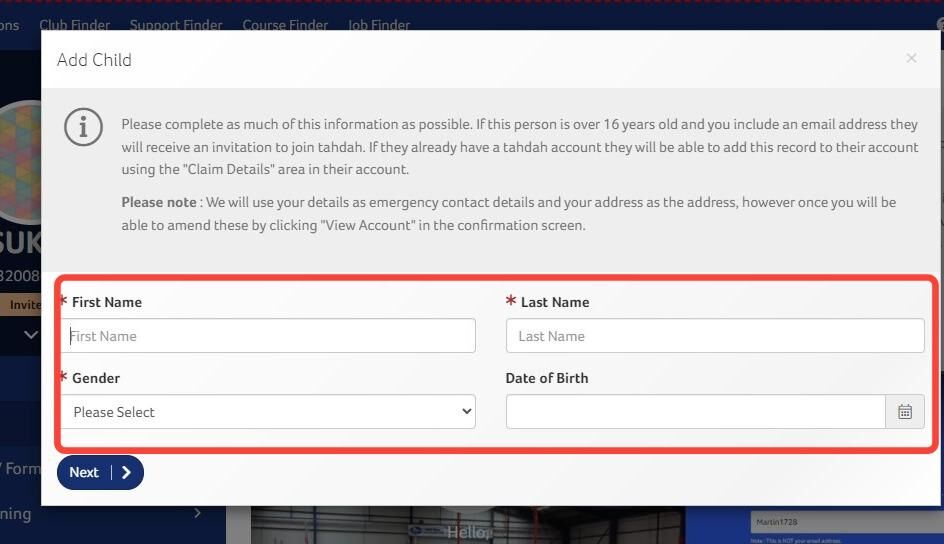 Creating an RLSS UK Account for Children