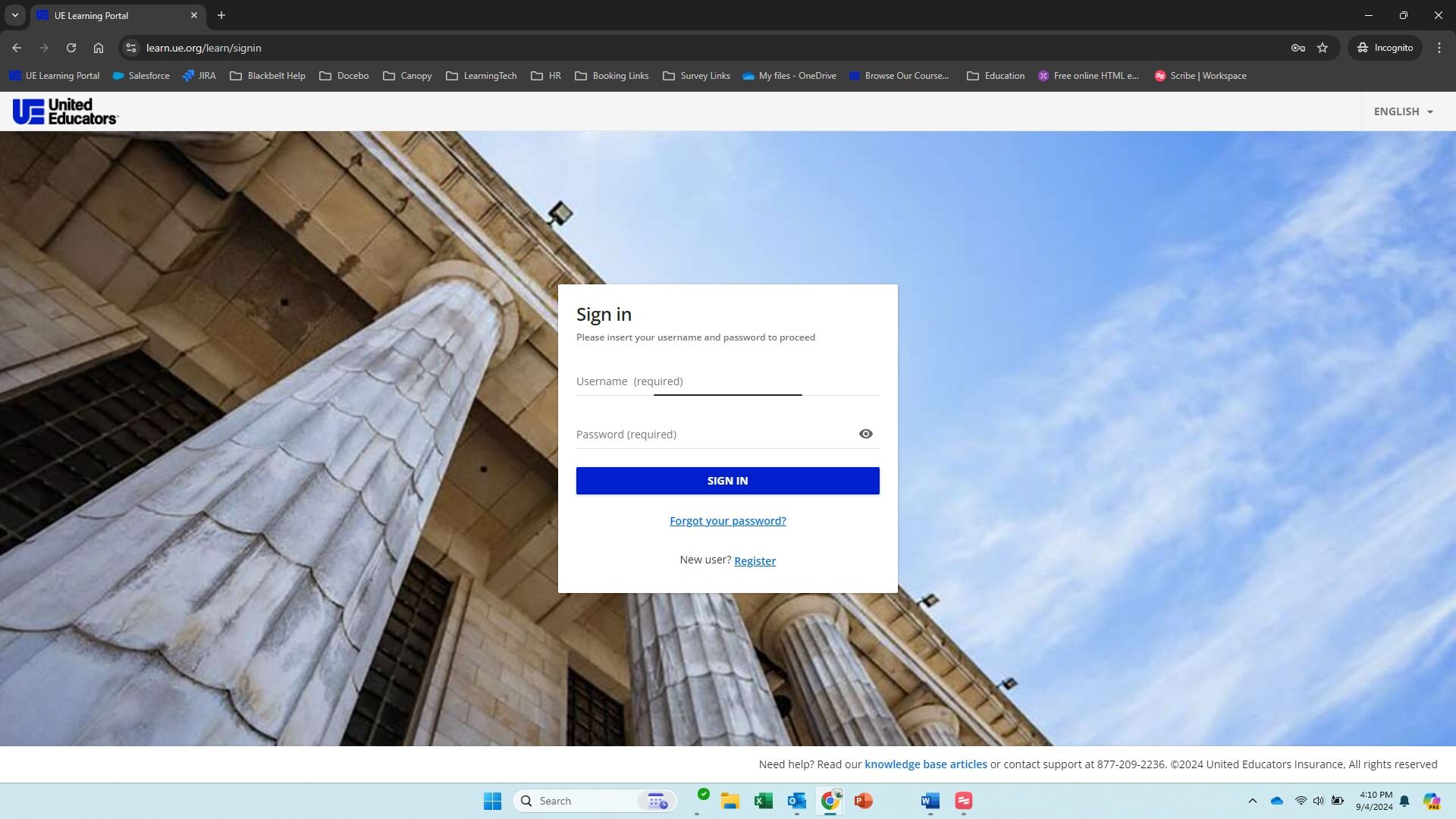 Learning Portal Login Page