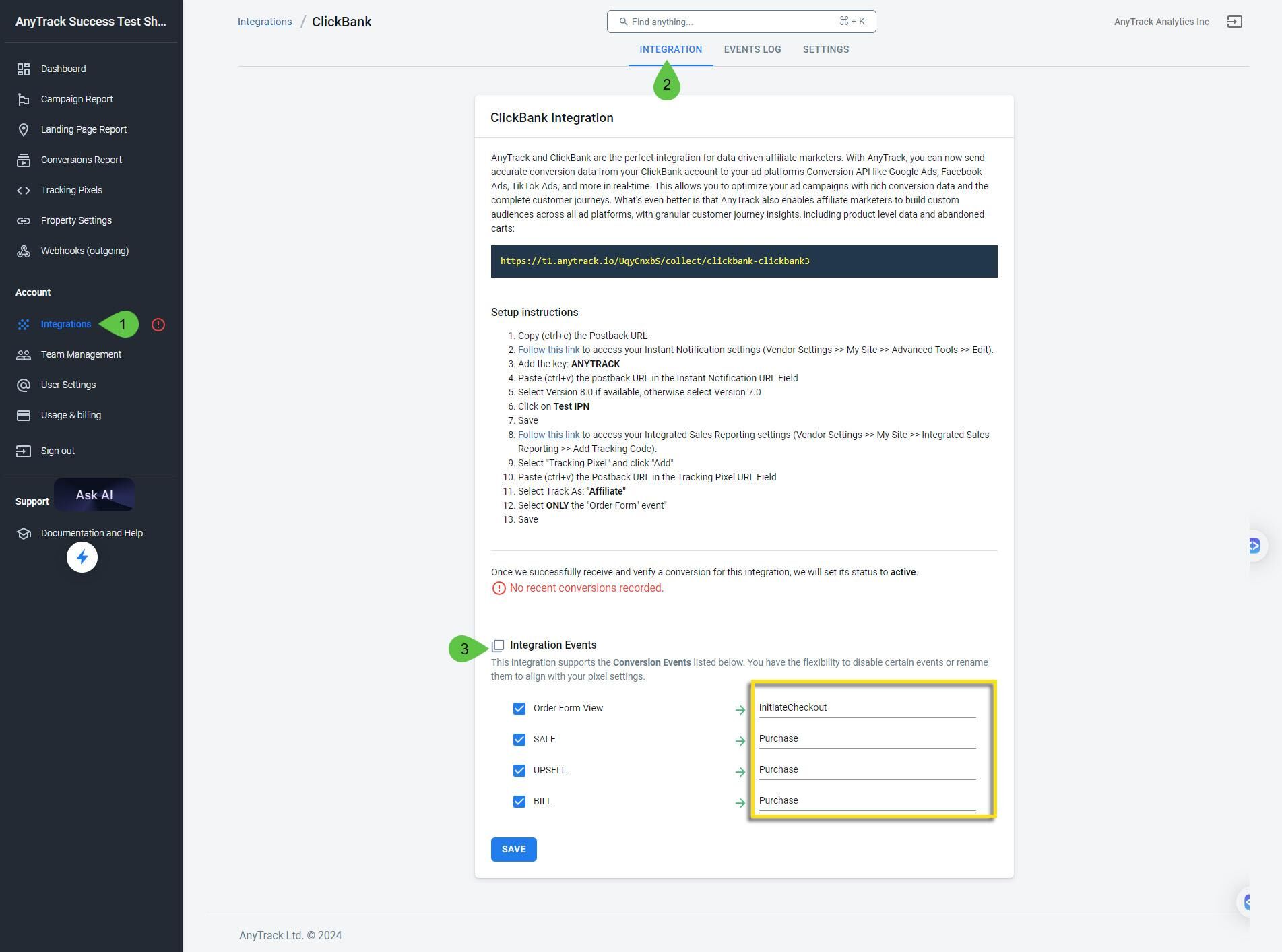 repeat the process to create conversion actions for any other events available for your integration