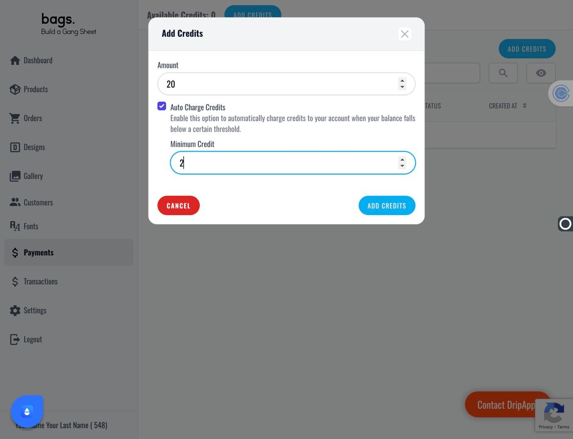 Minimum Credit Field
