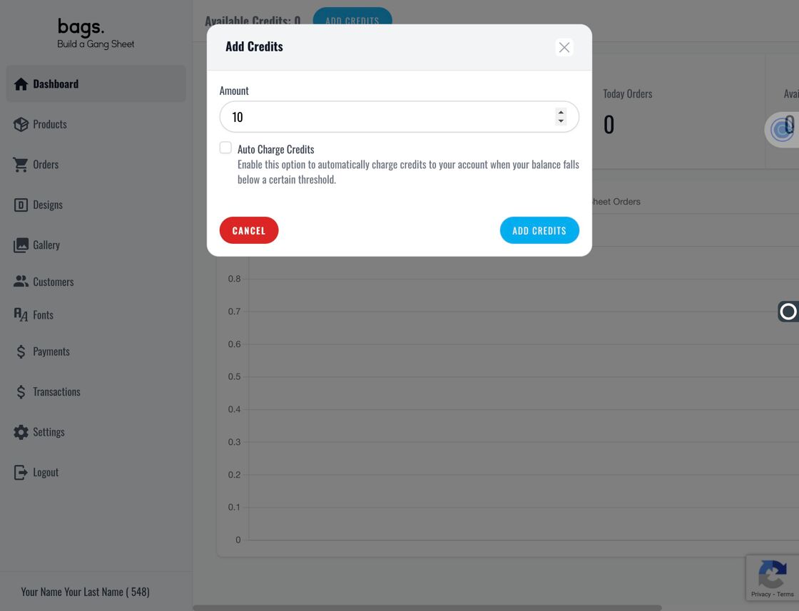 Click Add Credits